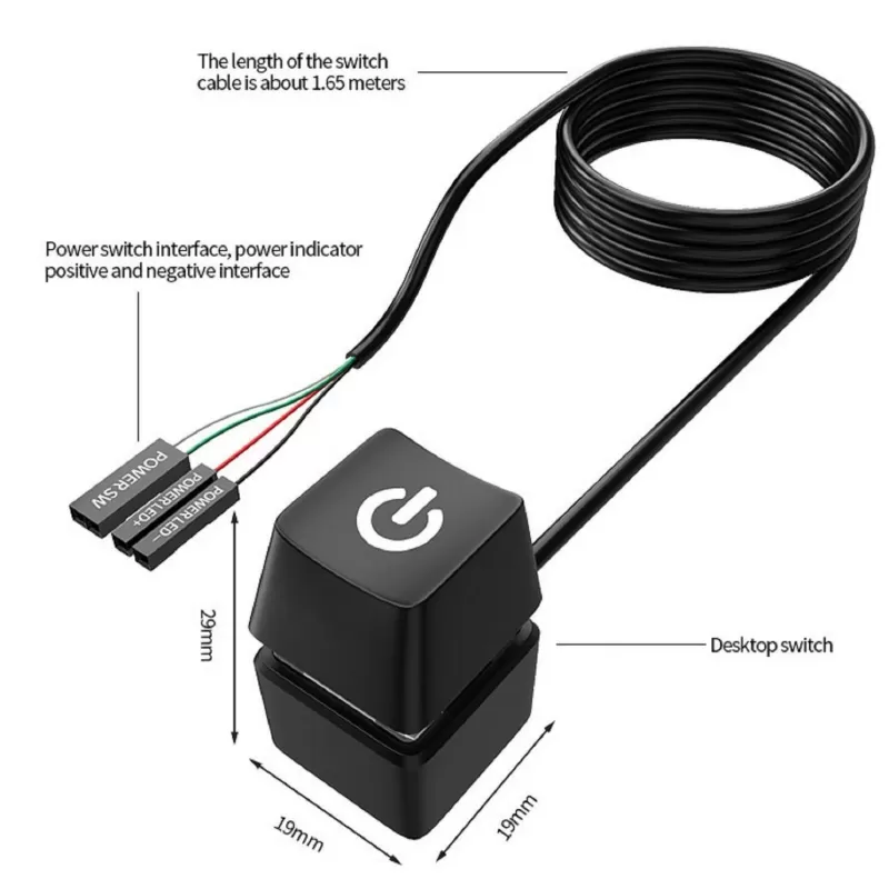 Кнопка включения для настольного компьютера External Start Power Button 1.65m Цвет:чёрный