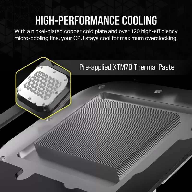 קירור למעבד Corsair HYDROX CPU Water Block XC7 ELITE LCD Black צבע שחור