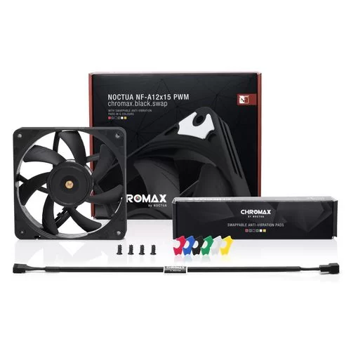 מאוורר למארז Noctua NF-A12x15 PWM chromax.black.swap 120mm צבע שחור