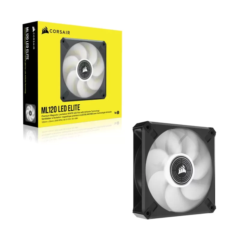 Вентилятор для Корпуса Corsair ML120 LED ELITE белый Premium 120mm PWM Magnetic Levitation Fan Цвет:чёрный Вентилятор для Корпуса Corsair ML120 LED ELITE белый Premium 120mm PWM Magnetic Levitation Fan Цвет:чёрный