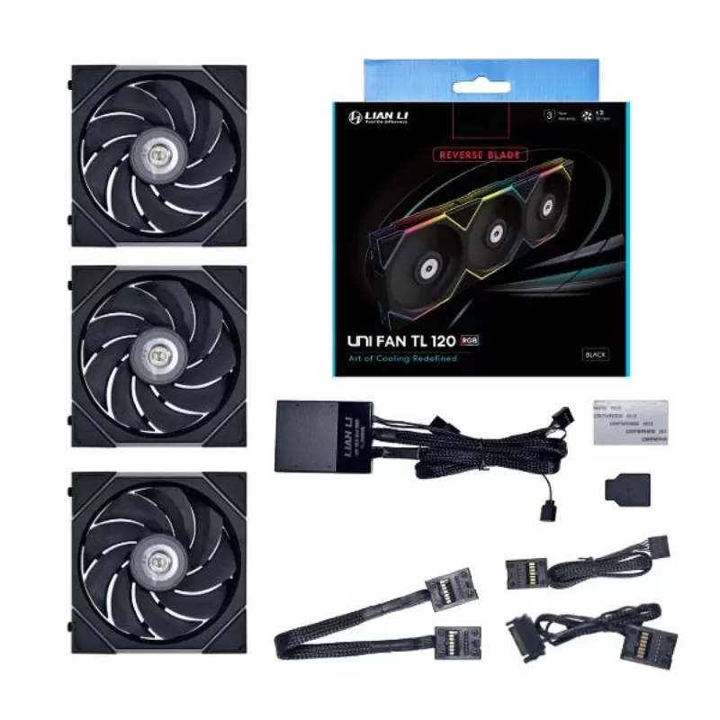 מאוורר למארז LIAN-LI 120mm TL120 Reverse UNI שחור 3-Fan מאוורר למארז LIAN-LI 120mm TL120 Reverse UNI שחור 3-Fan