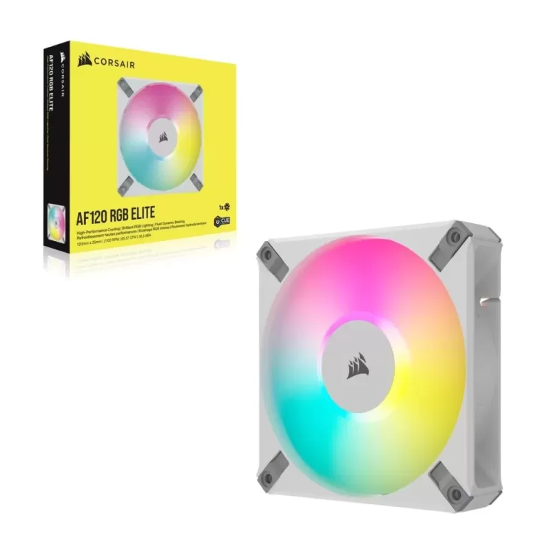 מאוורר למארז Corsair iCUE AF120 RGB ELITE 120mm PWM Fan - לבן