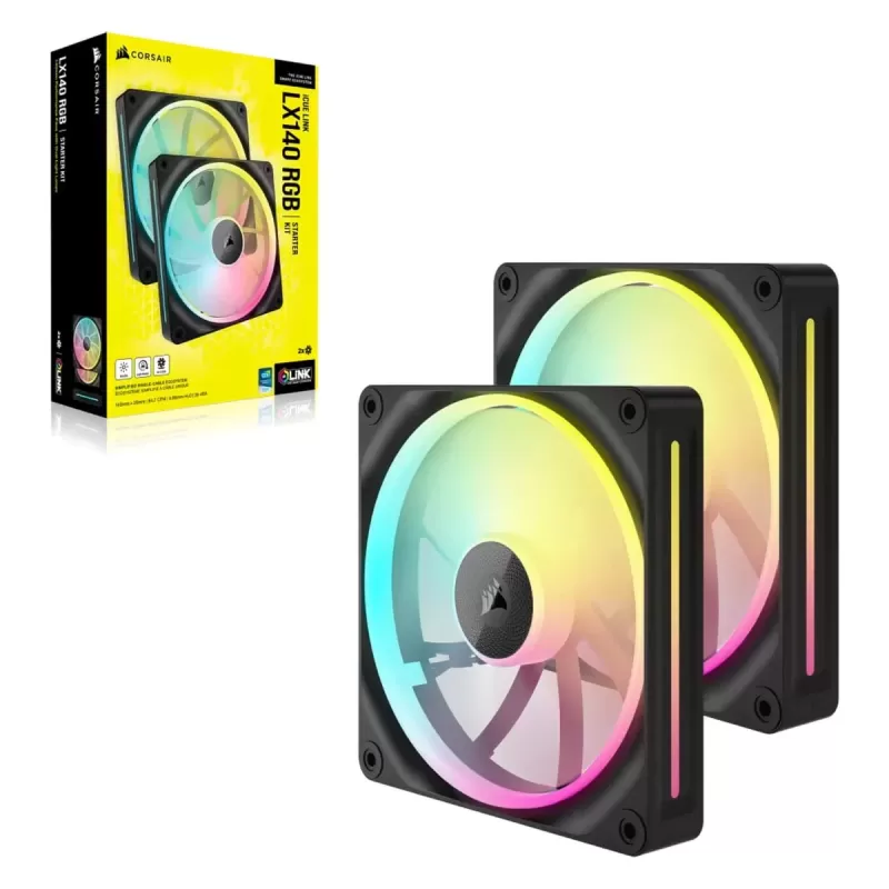 Вентилятор для Корпуса Corsair iCUE LINK LX140 RGB PWM 140mm 2x Fans Starter Kit Вентилятор для Корпуса Corsair iCUE LINK LX140 RGB PWM 140mm 2x Fans Starter Kit