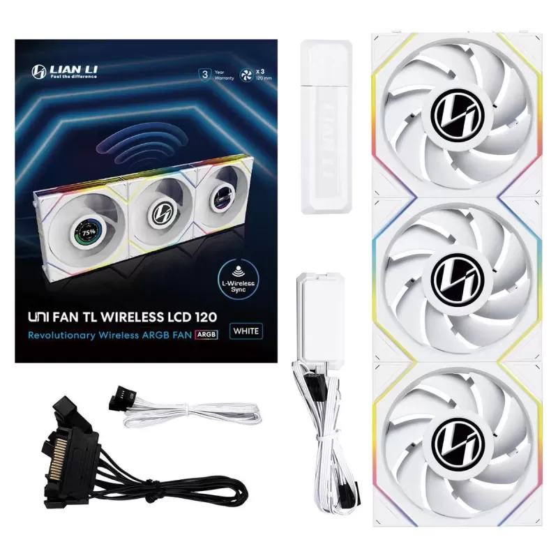 Case Fan LIAN-LI TL120 UNI Wireless LCD 120mm white 3xFans