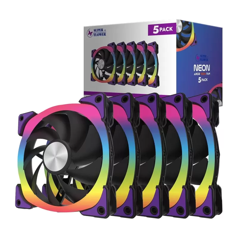 סט מאווררים Super Flower NEON ARGB 120mm 5xFans שחור