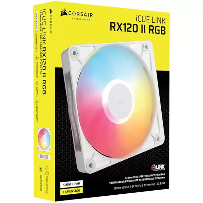Case Fan Corsair iCUE LINK RX120 II RGB PWM Expansion White 120mm Color:white