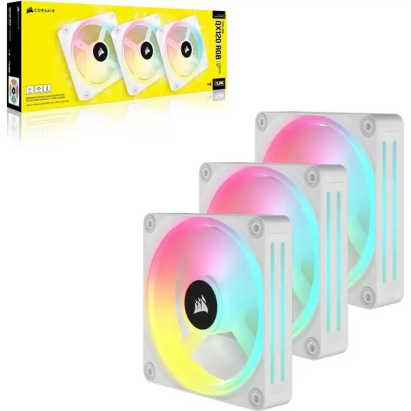 Case Fan Corsair iCUE LINK QX120 RGB 120mm PWM PC Fans Starter Kit with iCUE LINK System Hub white Case Fan Corsair iCUE LINK QX120 RGB 120mm PWM PC Fans Starter Kit with iCUE LINK System Hub white