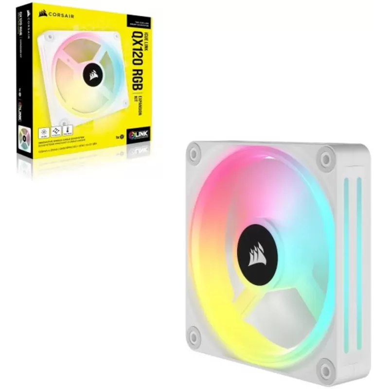 Case Fan Corsair iCUE LINK QX120 RGB 120mm PWM PC Fans Starter Kit with iCUE LINK System Hub white Case Fan Corsair iCUE LINK QX120 RGB 120mm PWM PC Fans Starter Kit with iCUE LINK System Hub white