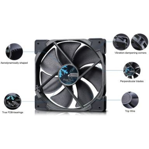 מאוורר למארז Fractal Design Fan Venturi HP-14 PWM 140mm צבע שחור