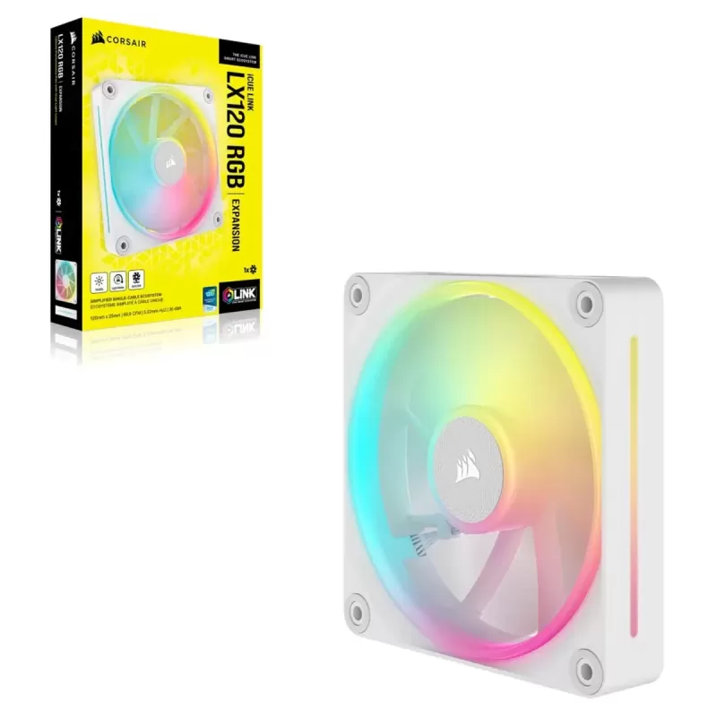 מאוורר למארז Corsair iCUE LINK LX120 RGB PWM 120mm לבן Fan Expansion