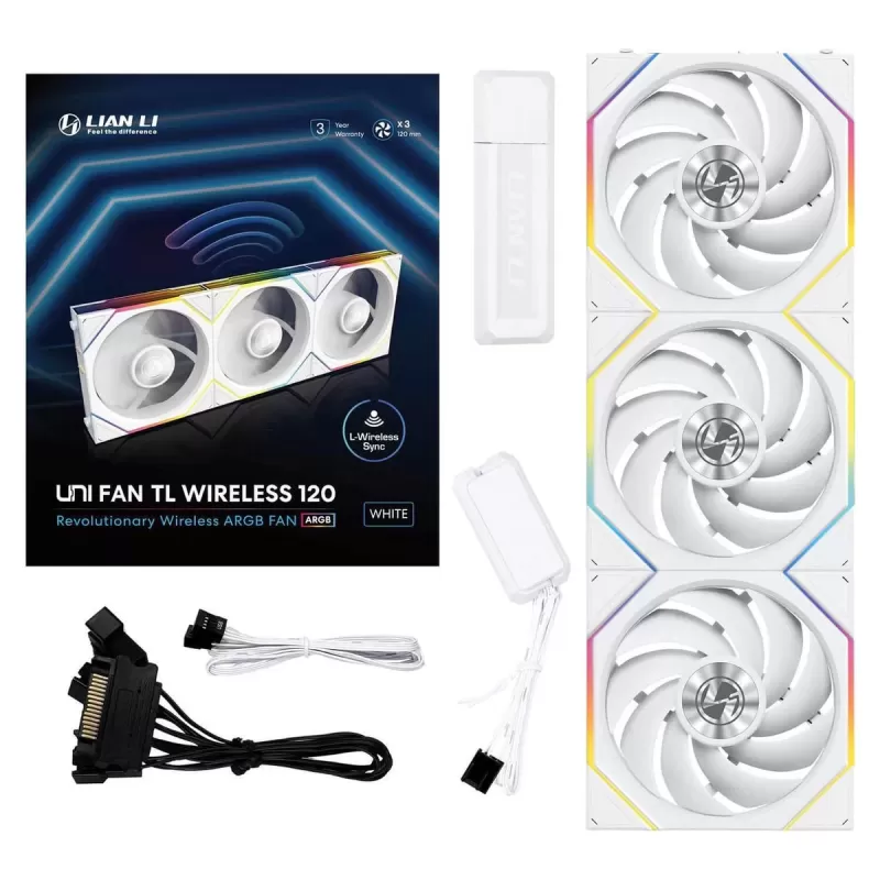 Kit 3 Fans LIAN-LI TL120 UNI Wireless LED 3xFans white 120mm Kit 3 Fans LIAN-LI TL120 UNI Wireless LED 3xFans white 120mm