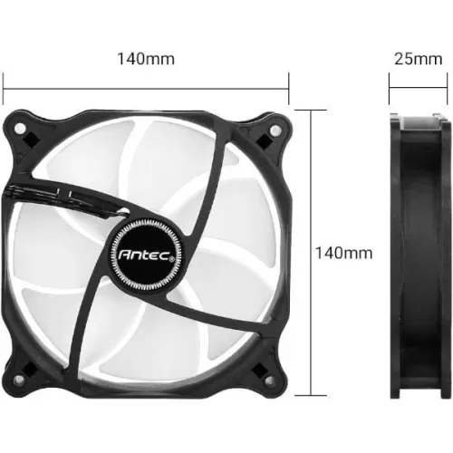 מאוורר למארז Antec 140mm Case Fan 3-pin Connector F14 Series צבע שחור מאוורר למארז Antec 140mm Case Fan 3-pin Connector F14 Series צבע שחור