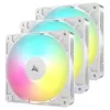 סט מאווררים Corsair RS120 ARGB 120mm PWM Fans - Triple Pack - לבן