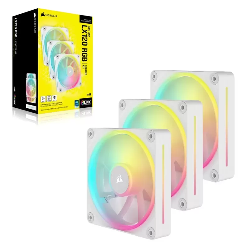 Вентилятор для Корпуса Corsair iCUE LINK LX120 RGB PWM 120mm 3x Fans Starter Kit white