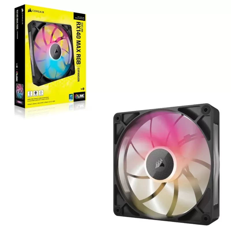 Вентилятор для Корпуса Corsair iCUE LINK RX140 MAX RGB 140mm Fan Цвет:чёрный Вентилятор для Корпуса Corsair iCUE LINK RX140 MAX RGB 140mm Fan Цвет:чёрный
