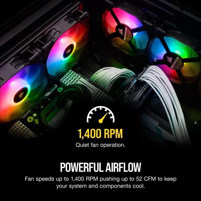3 Fans Kit + Controller Corsair iCUE SP120 RGB PRO Performance Triple Fan Kit with Lighting Node CORE 120mm