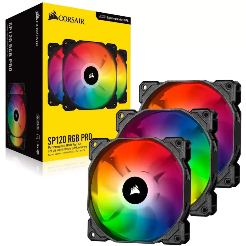 3 Fans Kit + Controller Corsair iCUE SP120 RGB PRO Performance Triple Fan Kit with Lighting Node CORE 120mm