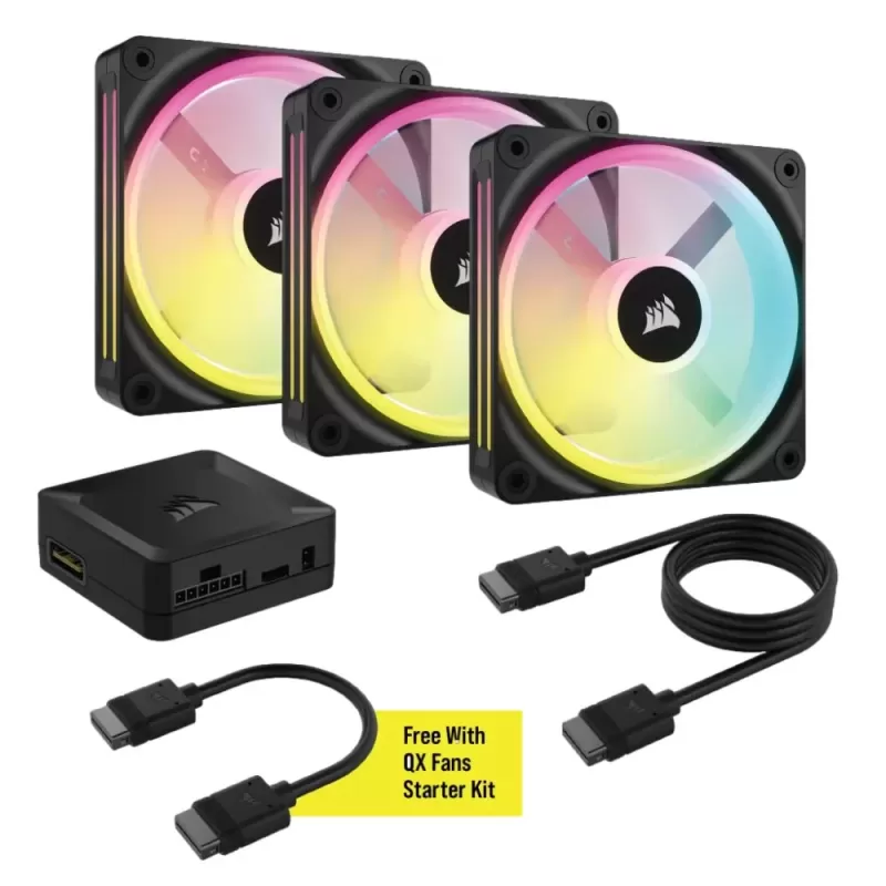 Case Fan Corsair 3 120 iCUE LINK QX120 RGB Starter kit 120mm Color:black