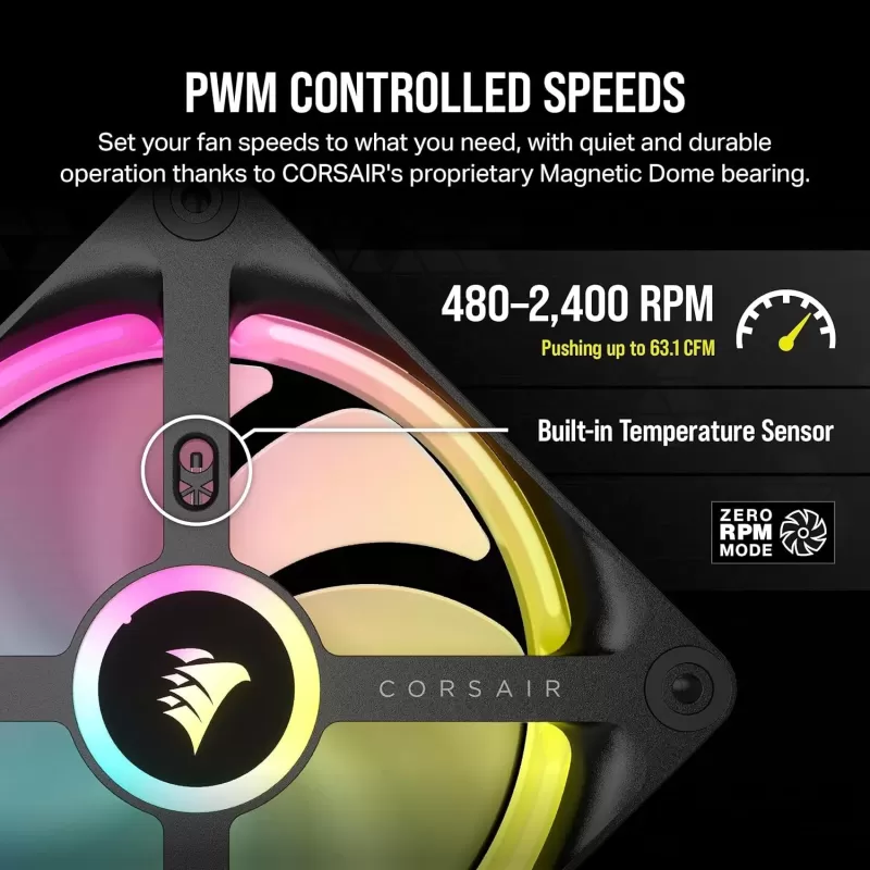Case Fan Corsair 3 120 iCUE LINK QX120 RGB Starter kit 120mm Color:black