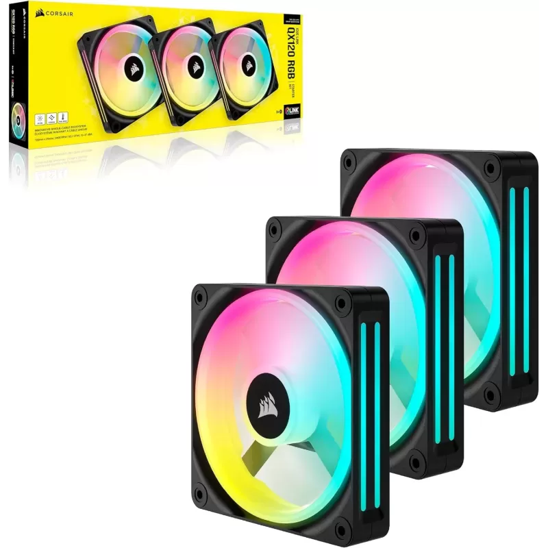 Case Fan Corsair 3 120 iCUE LINK QX120 RGB Starter kit 120mm Color:black