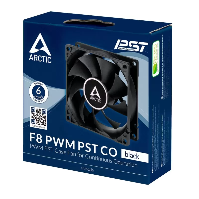 Вентилятор для Корпуса Arctic Cooling F8 PWM PST CO Ball Bearing Case 80mm Цвет:чёрный Вентилятор для Корпуса Arctic Cooling F8 PWM PST CO Ball Bearing Case 80mm Цвет:чёрный