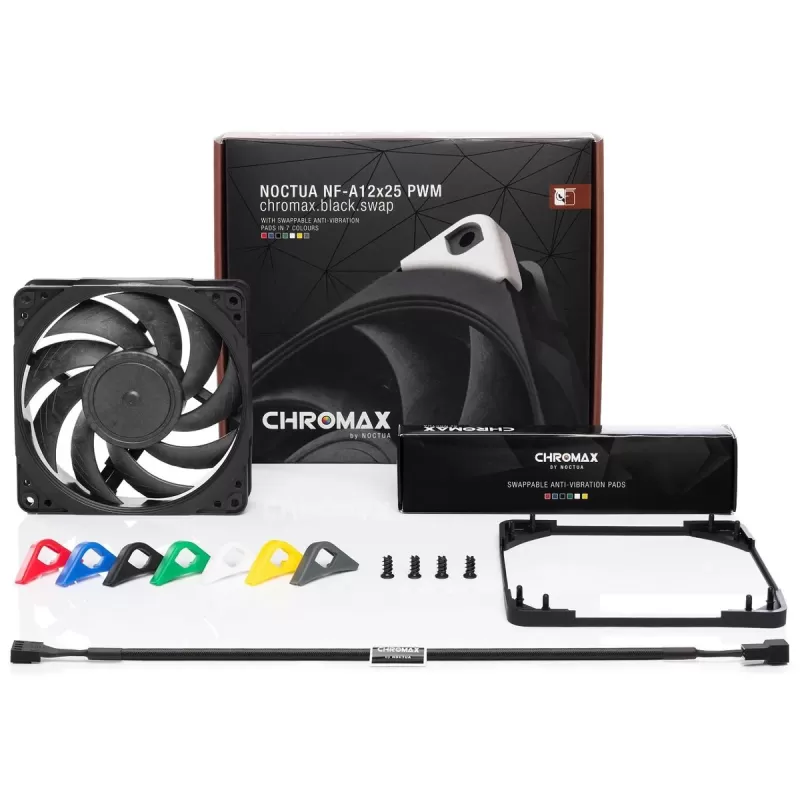 מאוורר למארז Noctua NF-A12x25 PWM Chromax שחור Swap 120mm Fan