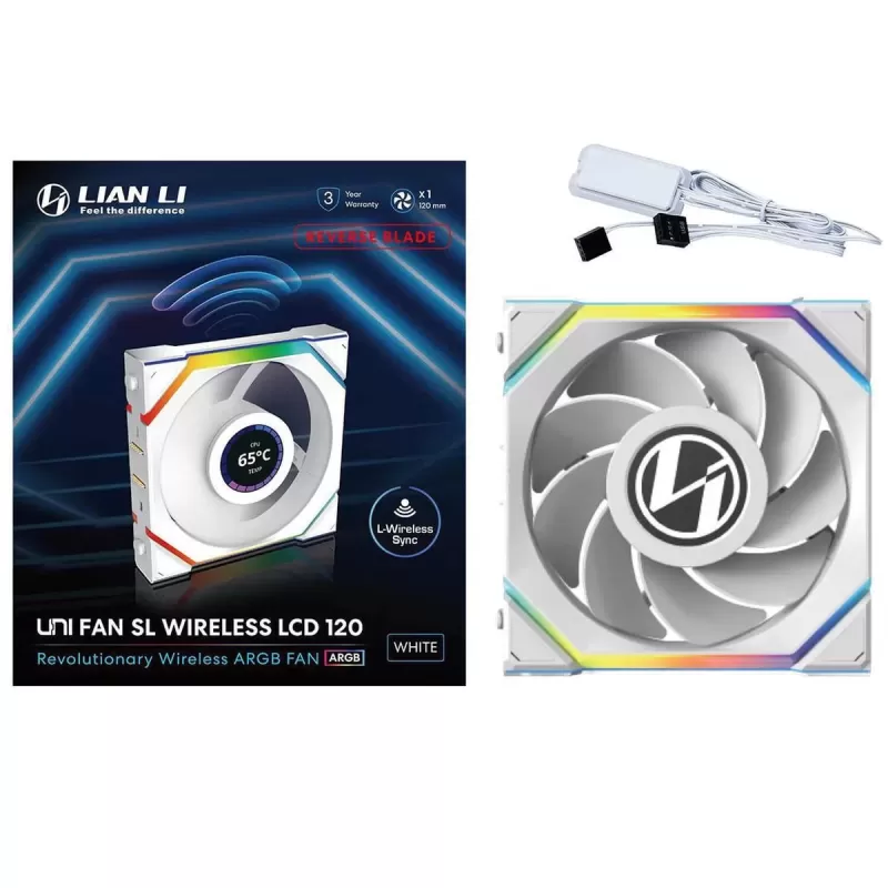 מאוורר למארז LIAN-LI UNI SL Wireless LCD 12mm Reverse לבן 120mm