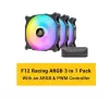 ערכת 3 מאווררים כולל Lighting Node CORE Antec F12 Racing 120mm ARGB 3 Pack Fan+Controller צבע שחור ערכת 3 מאווררים כולל Lighting Node CORE Antec F12 Racing 120mm ARGB 3 Pack Fan+Controller צבע שחור