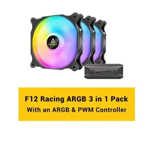 ערכת 3 מאווררים כולל Lighting Node CORE Antec F12 Racing 120mm ARGB 3 Pack Fan+Controller צבע שחור ערכת 3 מאווררים כולל Lighting Node CORE Antec F12 Racing 120mm ARGB 3 Pack Fan+Controller צבע שחור