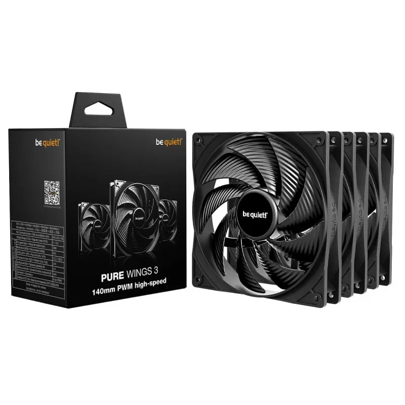 מאוורר למארז be quiet! Pure Wings 3 140mm PWM HS 3-Pack שחור