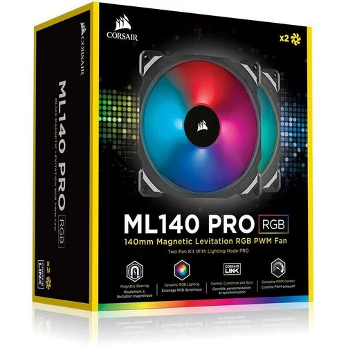 Комплект Из 2 Вентиляторов, Включая Lighting Node Pro Corsair ML140 PRO RGB LED