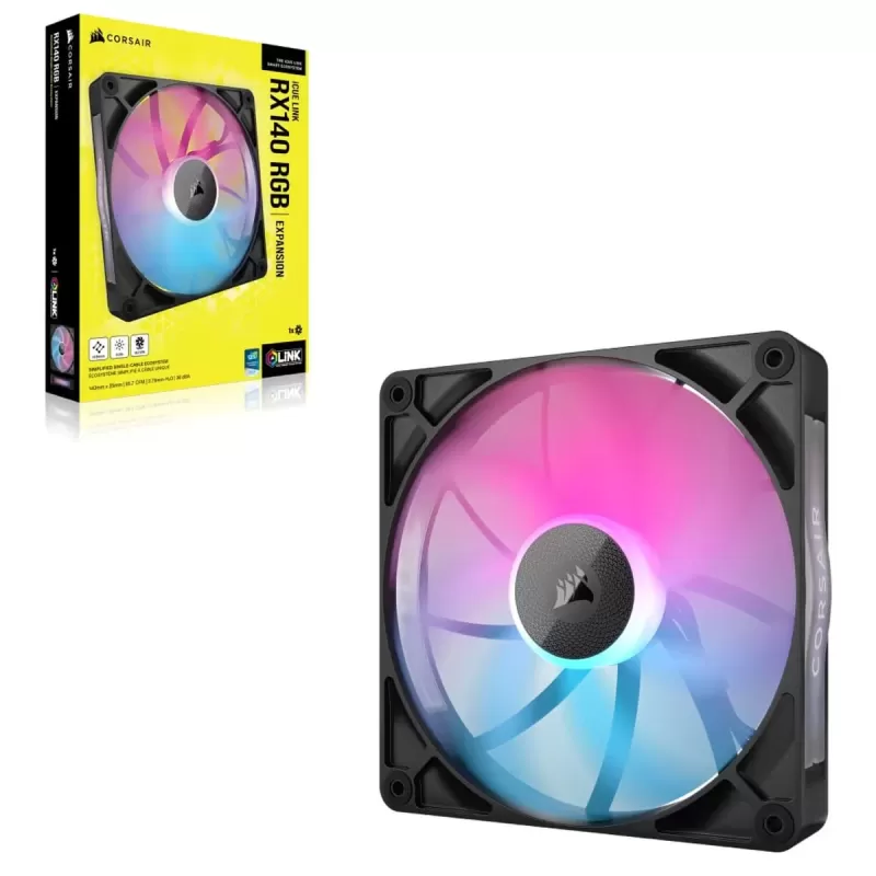 מאוורר למארז Corsair iCUE LINK RX140 RGB 140mm PWM Single Fan Expansion צבע שחור