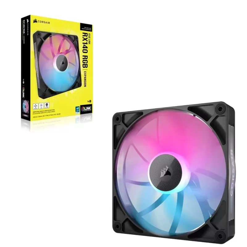 מאוורר למארז Corsair iCUE LINK RX140 RGB 140mm PWM Single Fan Expansion צבע שחור