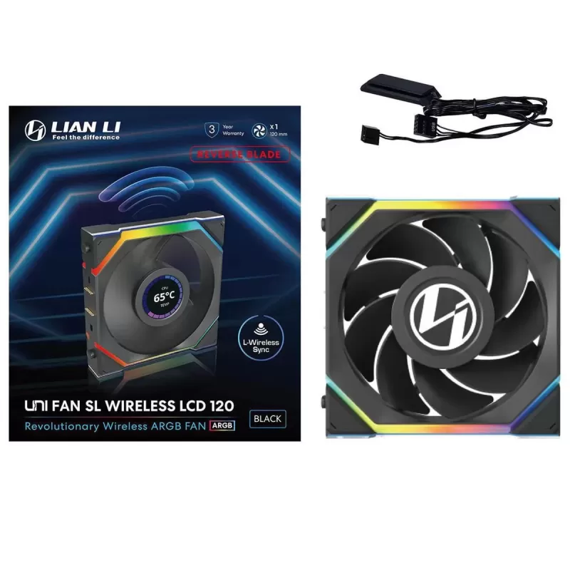מאוורר למארז LIAN-LI UNI SL Wireless LCD 12mm Reverse שחור 120mm