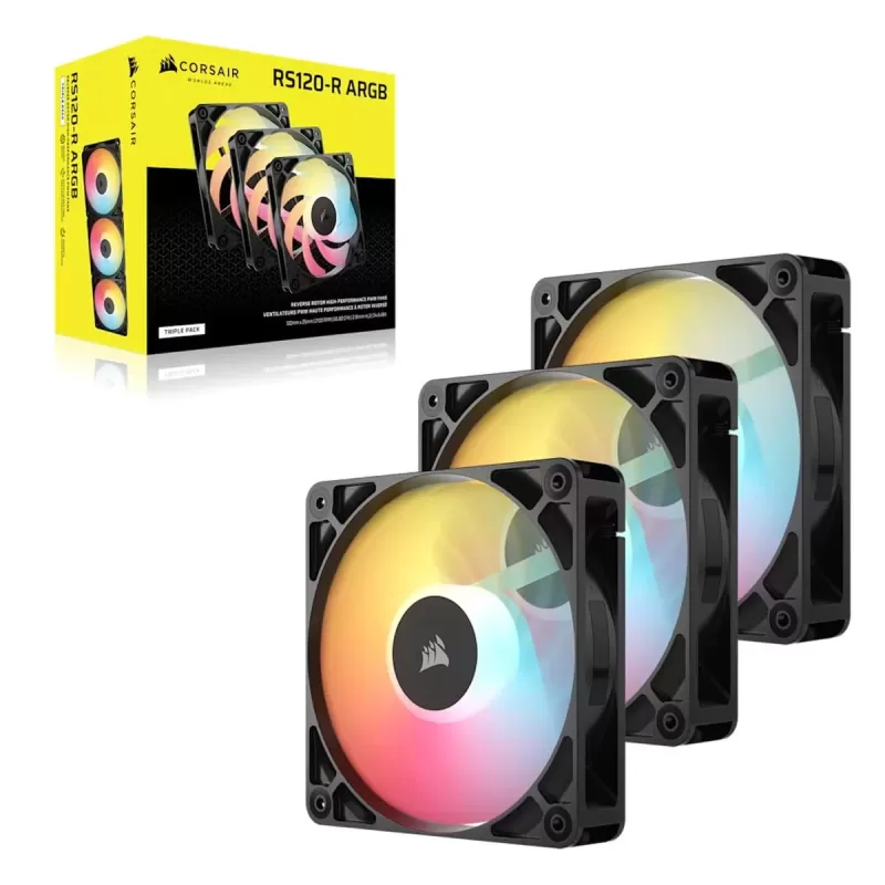 Fan set Corsair RS120-R ARGB 120mm PWM Reverse 3xFans black Fan set Corsair RS120-R ARGB 120mm PWM Reverse 3xFans black