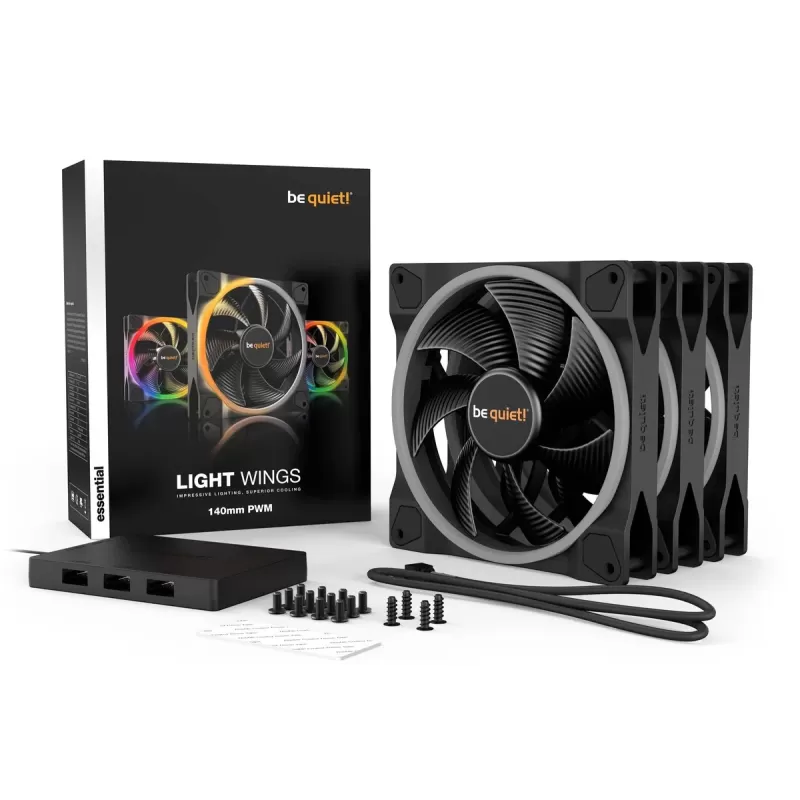 מאוורר למארז be quiet! LIGHT WINGS 140MM PWM 3 PACK 140mm צבע שחור