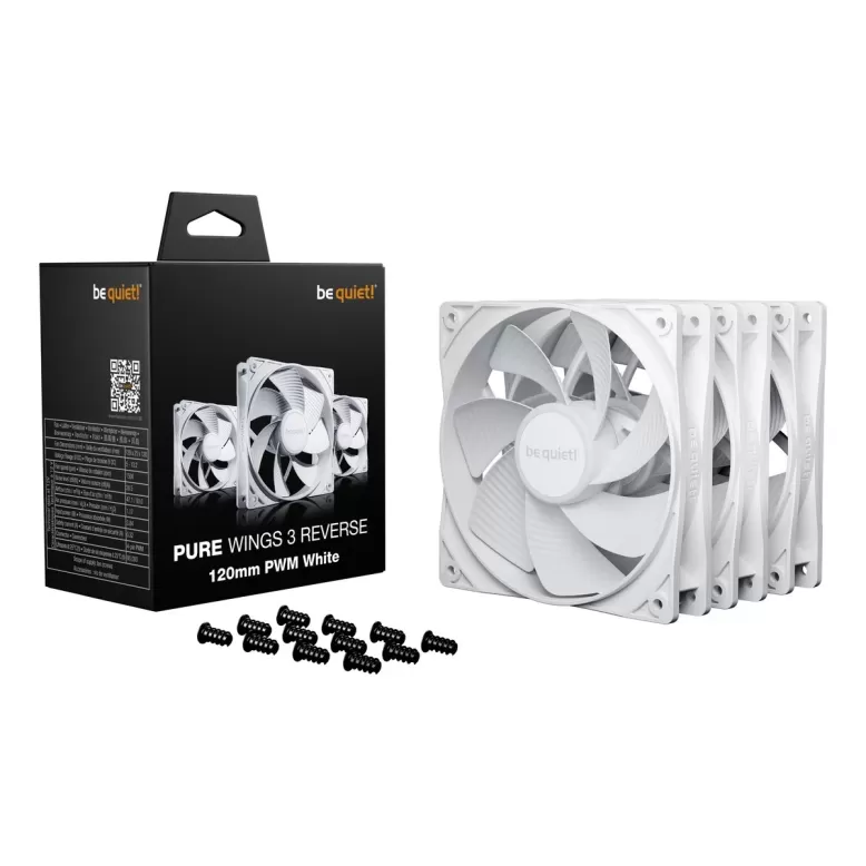 Case Fan be quiet! Pure Wings 3 120mm PWM Reverse 3-Pack white
