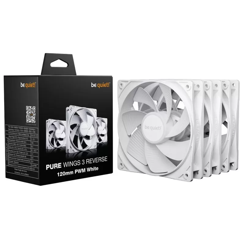 Case Fan be quiet! Pure Wings 3 120mm PWM Reverse 3-Pack white