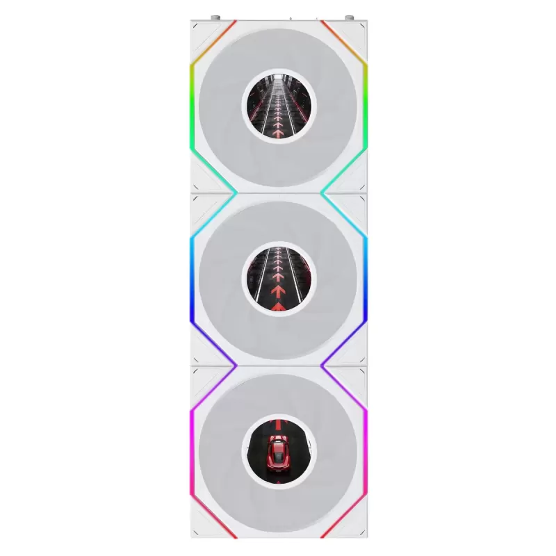 Case Fan LIAN-LI 120mm UNI FAN TL LCD FLEX Reverse Blade 3-Pack white