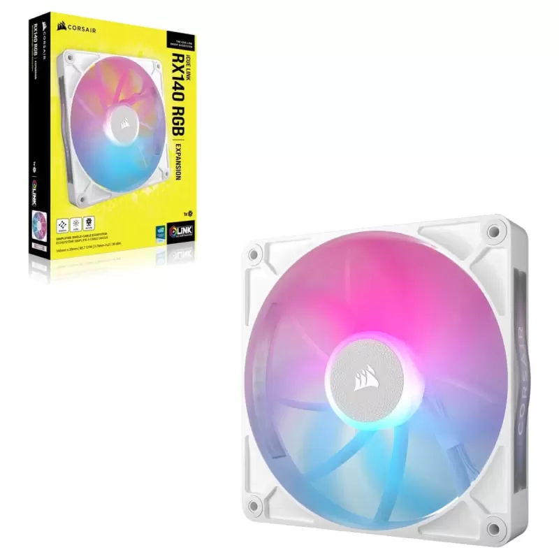 מאוורר למארז Corsair RX140 RGB iCUE LINK 140mm צבע לבן