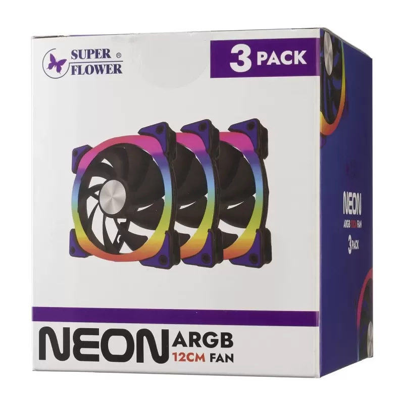 סט מאווררים Super Flower NEON ARGB 120mm 3xFans שחור
