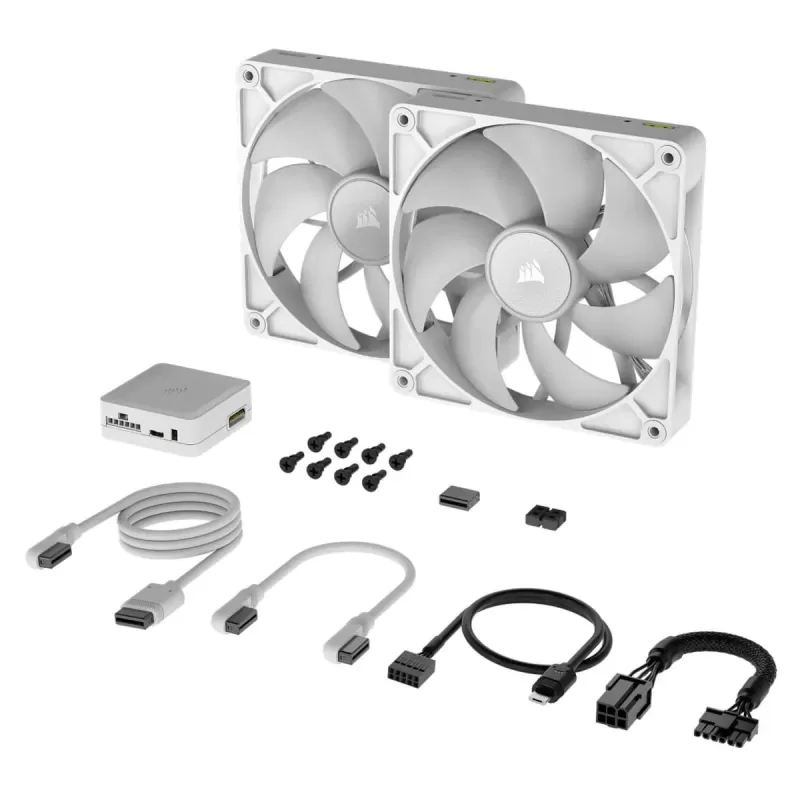Набор вентиляторов Corsair iCUE LINK RX140 RGB 140mm PWM 2xFans Start Kit white