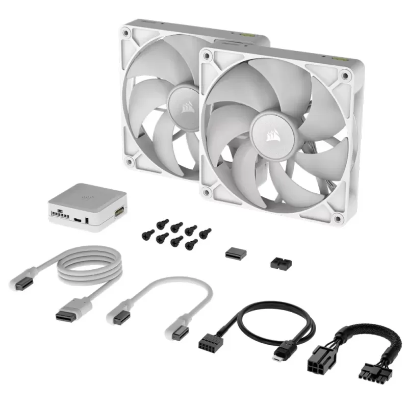 Набор вентиляторов Corsair iCUE LINK RX140 RGB 140mm PWM 2xFans Start Kit white