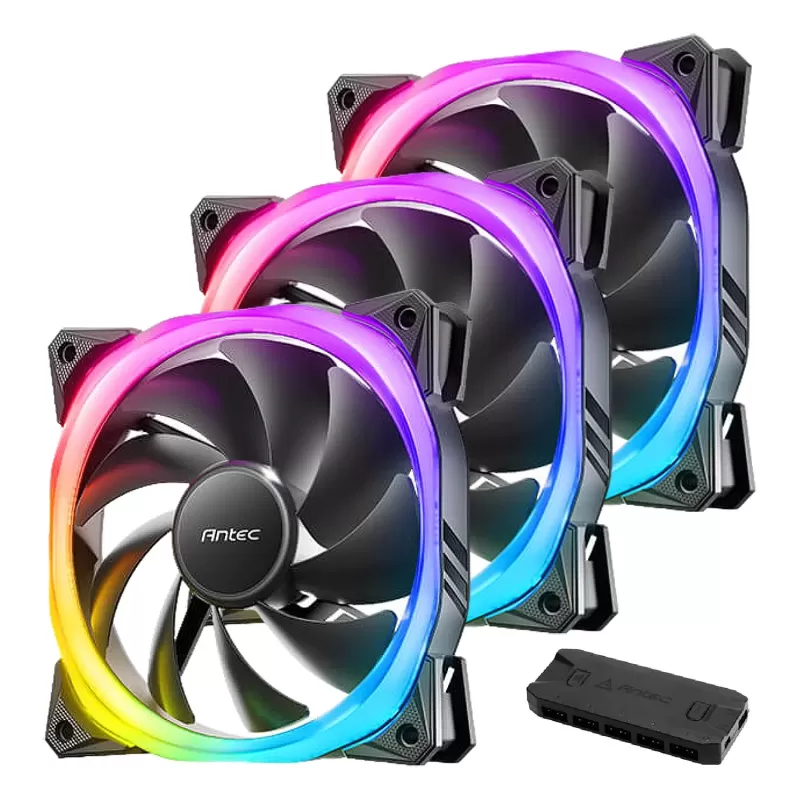 מאוורר למארז Antec Fusion 120mm ARGB Fan 3 PACK Fan And Conntroller צבע שחור