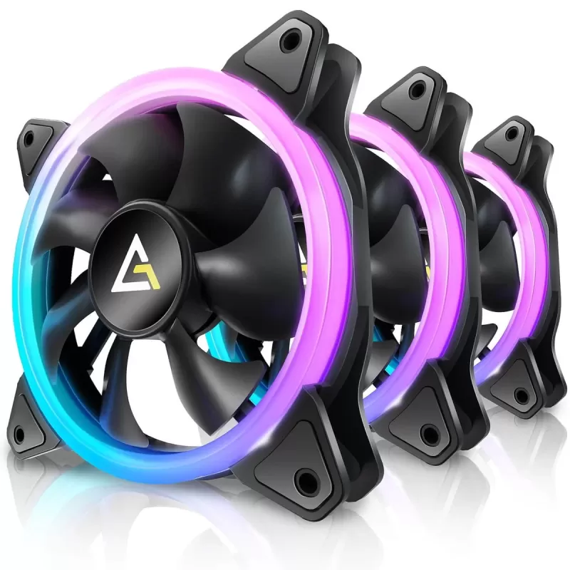 מאוורר למארז Antec Neon 120 ARGB PWM 3xFans with Controller 120mm צבע שחור