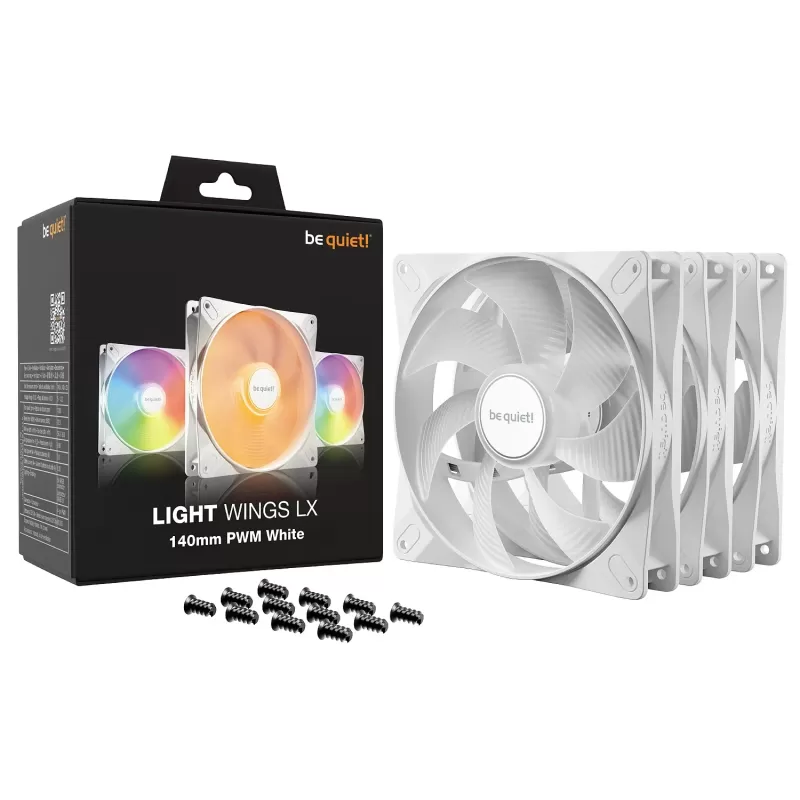 מאוורר למארז be quiet! Light Wings LX 140mm PWM לבן Triple-Pack