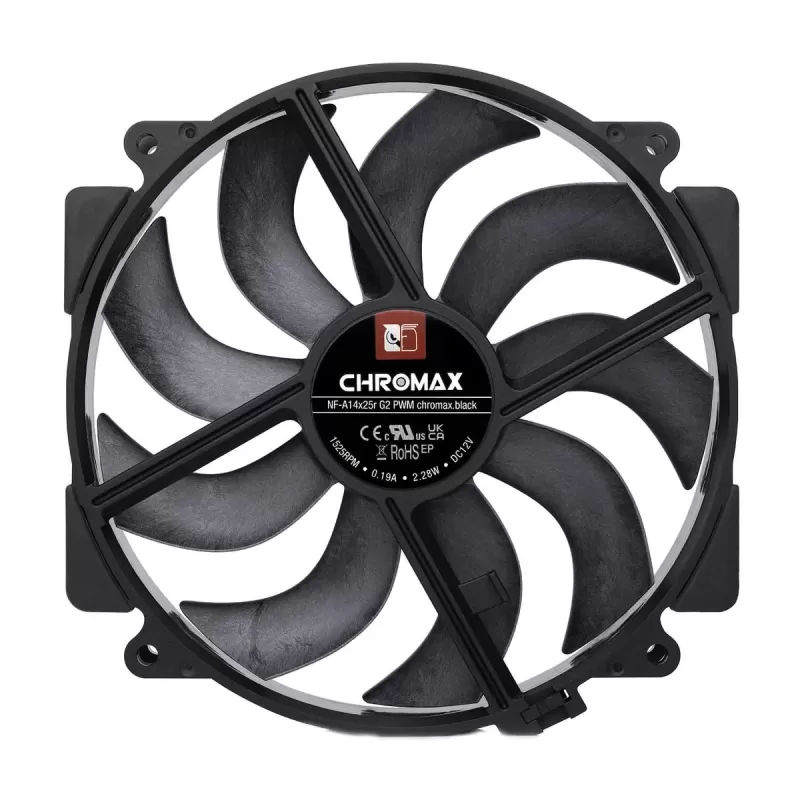 מאוורר Noctua NF-A14x25r G2 PWM chromax.black 140mm צבע שחור