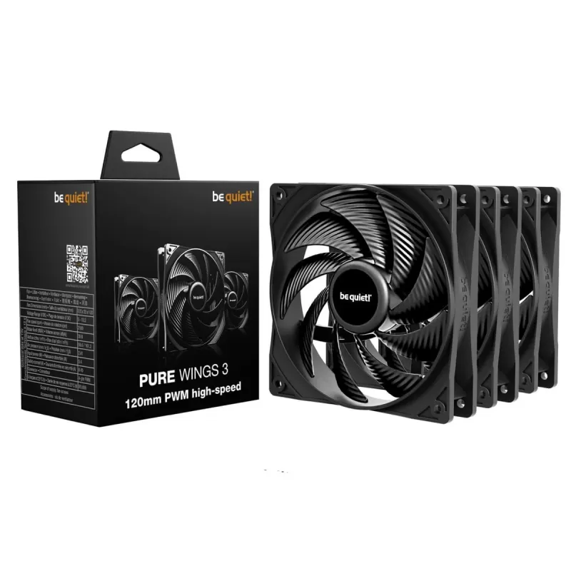 מאוורר למארז be quiet! Pure Wings 3 120mm PWM HS 3-Pack שחור