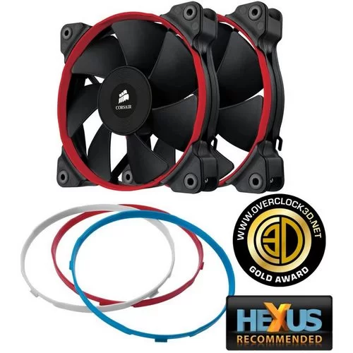 Two Fans Corsair Air Series SP120 High Performance Edition High Static Pressure 120mm Color:black, blue
