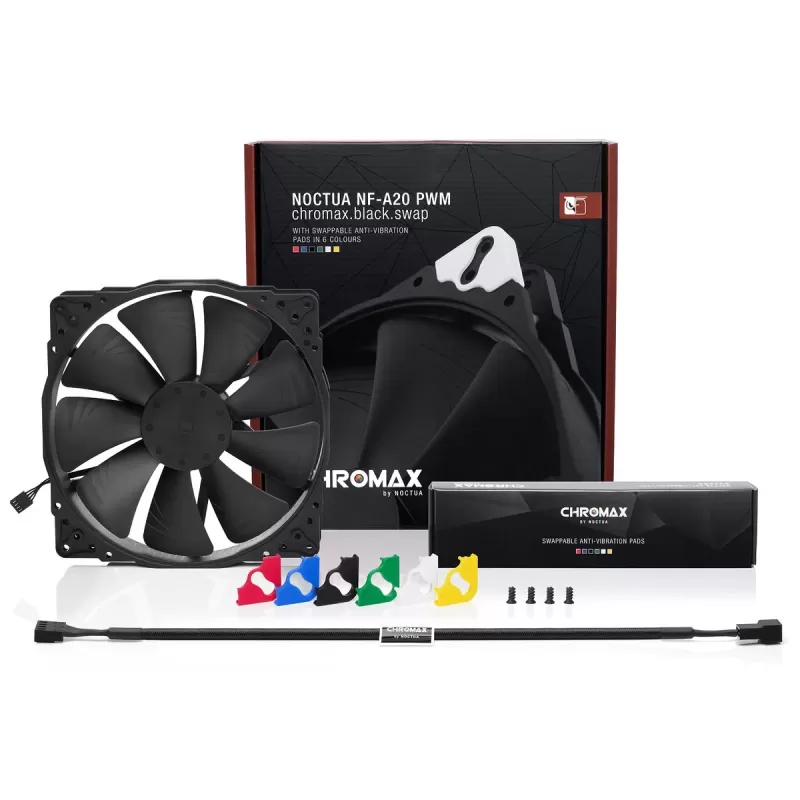 מאוורר למארז Noctua NF-A20 PWM Chromax שחור Swap 200mm Fan